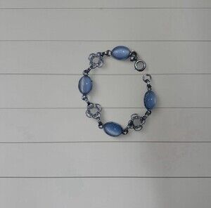 Vintage sterling silver Ornate Gold Filled Glass Moonstone Bracelet, From 1960’s